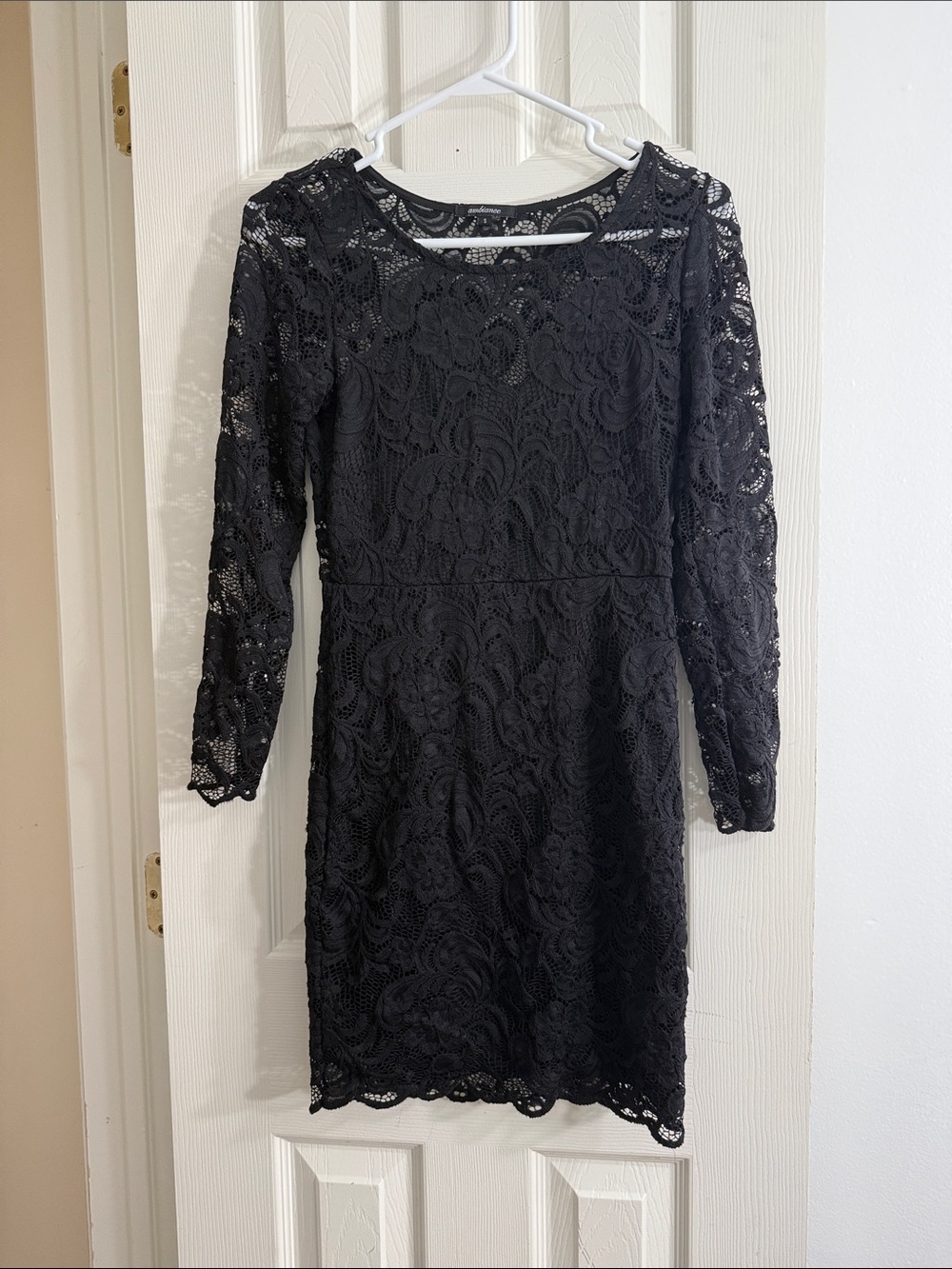 Ambiance Black Lace Long Sleeve Cocktail Dress